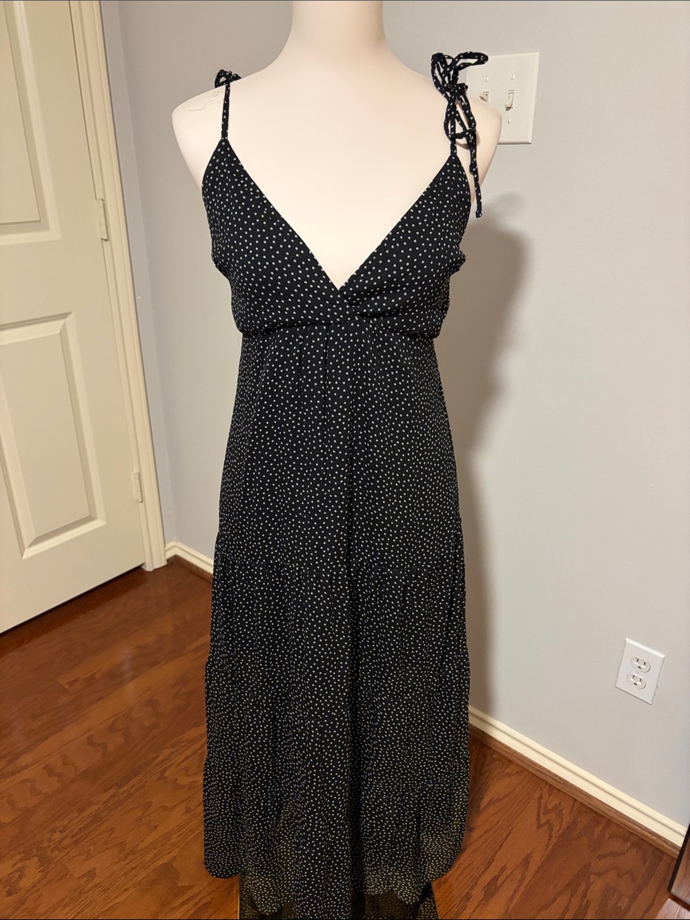 Abercrombie & Fitch Women’s Black & White Polka Dot Maxi Dress Skirt Size Small